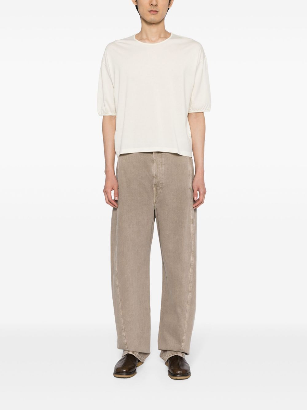 LEMAIRE drop-shoulder Cotton T-shirt Yellow Maison-Kitsune Men T-Shirts