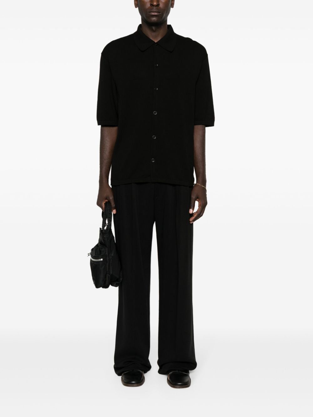 LEMAIRE fine-knit Cotton Shirt Black Maison-Kitsune Men Shirts