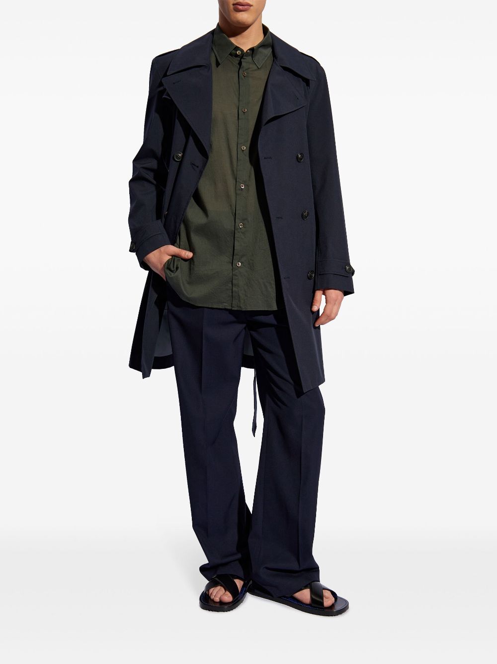 Maison-Kitsune Shirts Men LEMAIRE double-pocket Cotton Shirt Green