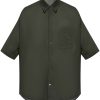 Maison-Kitsune Shirts Men LEMAIRE double-pocket Cotton Shirt Green
