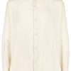 Men Shirts Maison-Kitsune LEMAIRE band-collar silk-blend Shirt Neutrals