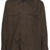 Maison-Kitsune Shirts Men LEMAIRE long-sleeve Cotton Shirt Brown
