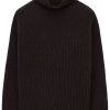 Men Knitted Sweaters Maison-Kitsune LEMAIRE roll-neck Felted Jumper Brown