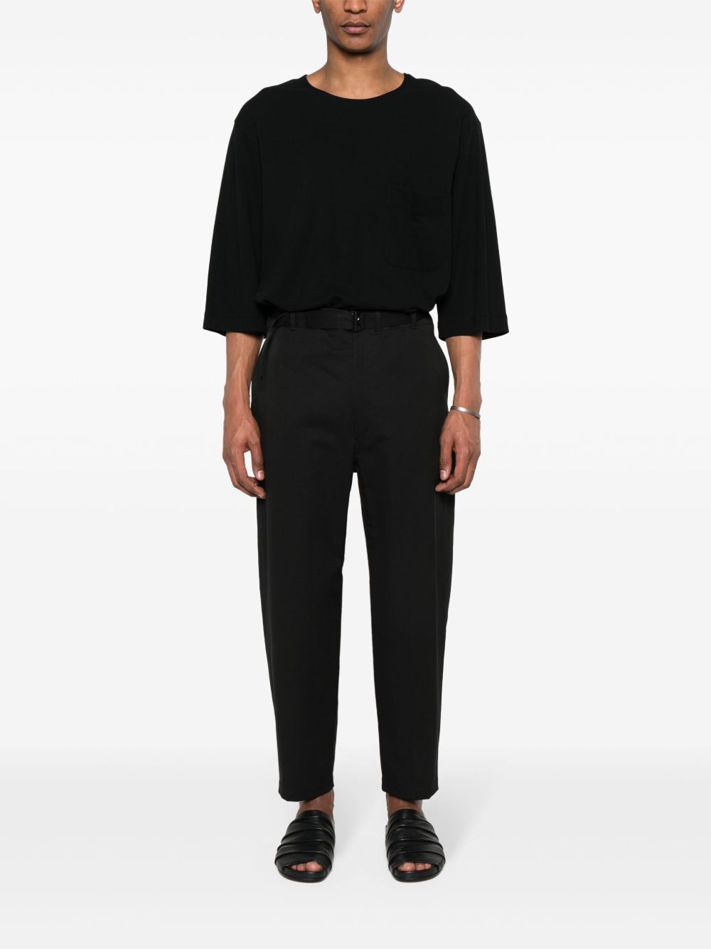 LEMAIRE strap-detail Tapered Trousers Black Men Tapered Pants Maison-Kitsune