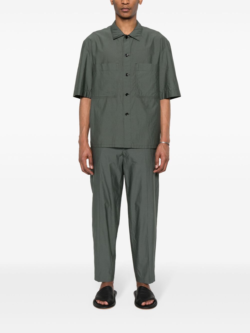 Maison-Kitsune LEMAIRE three-quarter Sleeve Shirt Green Men Shirts