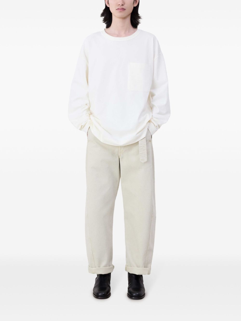 Men T-Shirts Maison-Kitsune LEMAIRE long-sleeve Cotton T-shirt White