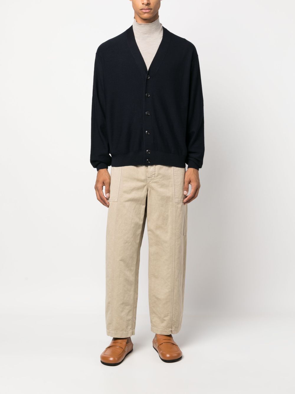Maison-Kitsune Cardigans Men LEMAIRE V-neck wool-blend Cardigan Blue