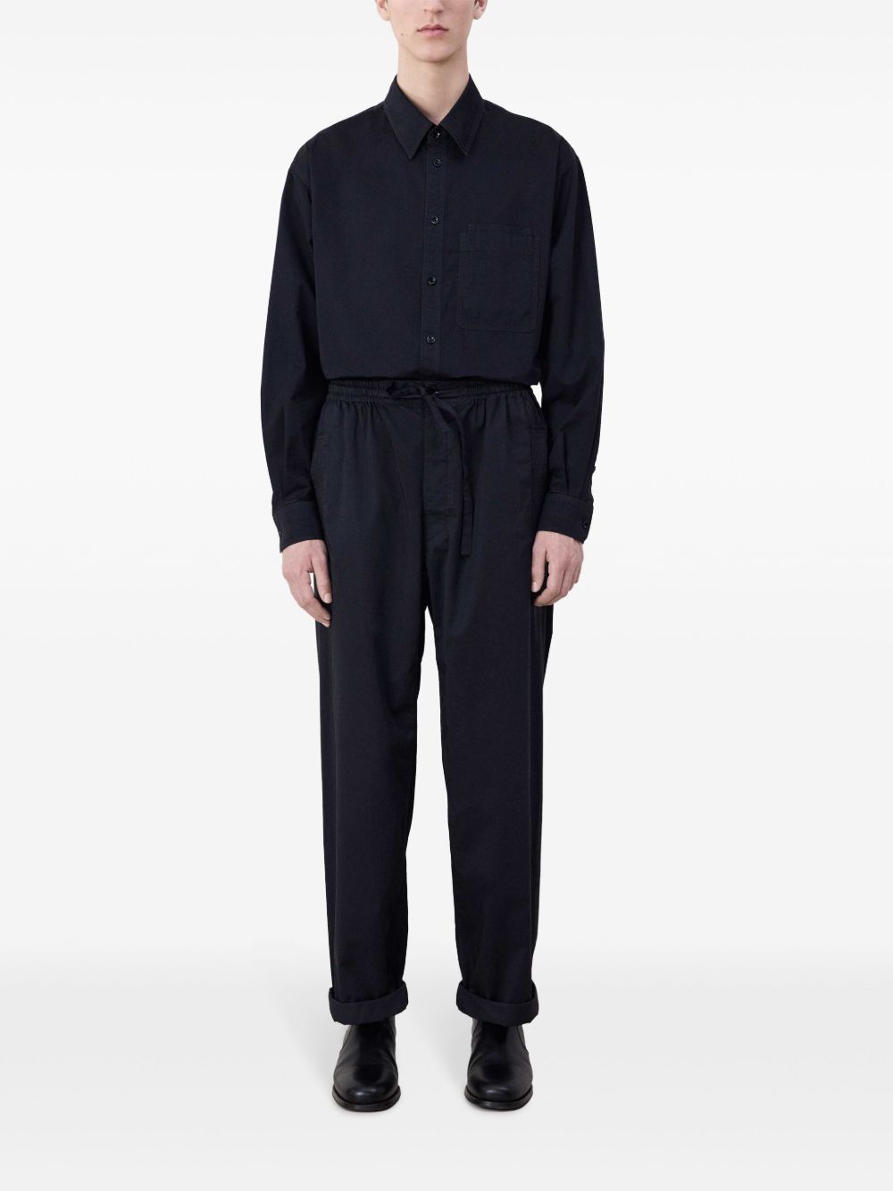 Men Regular-Fit & Straight Leg Pants Maison-Kitsune LEMAIRE drawstring-waist straight-leg Trousers Black