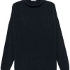 LEMAIRE Felted High Neck Sweater Blue Men Knitted Sweaters Maison-Kitsune