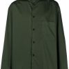 Maison-Kitsune Shirts Men LEMAIRE stand-up Collar Cotton Shirt Green