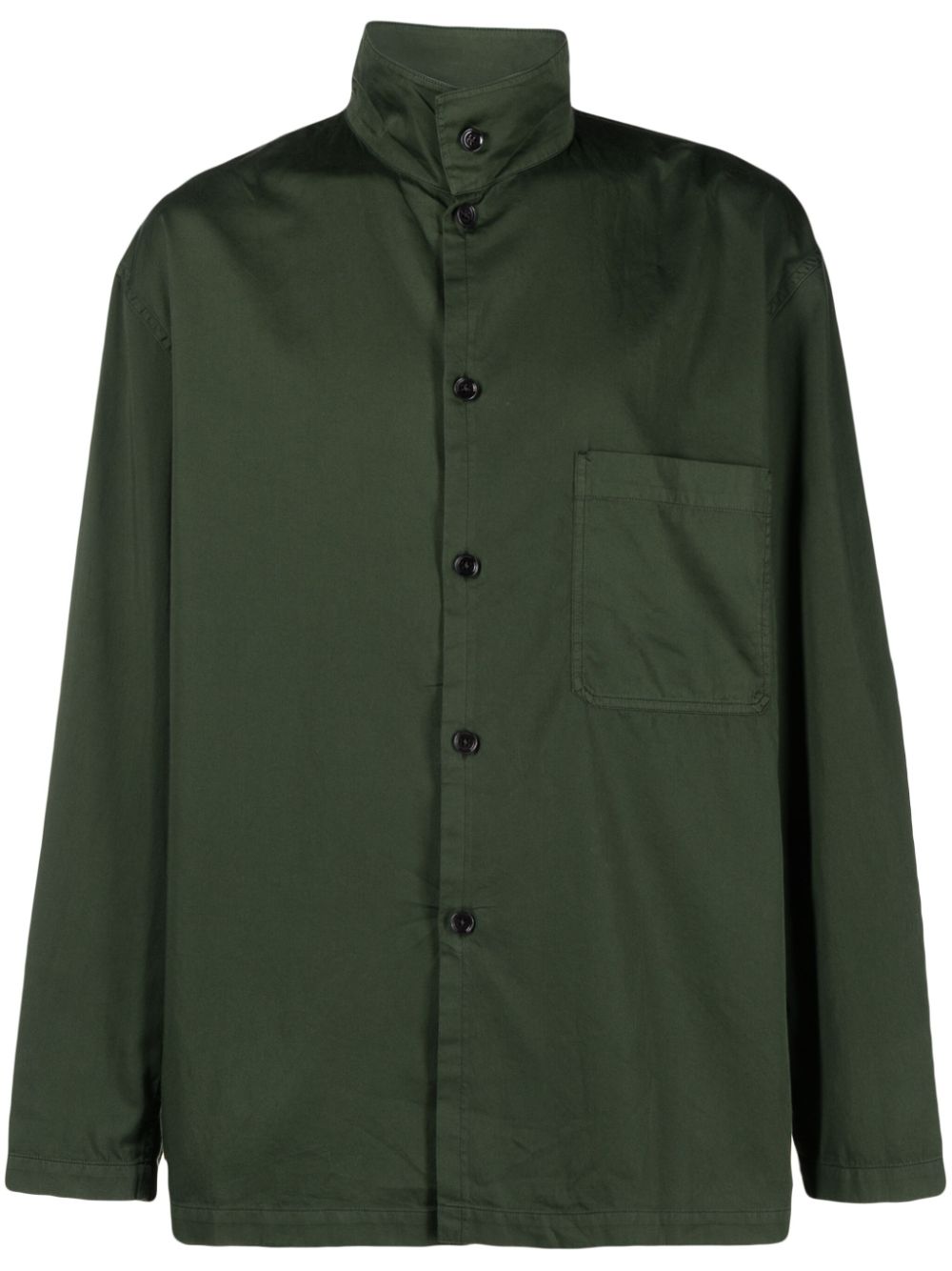 Maison-Kitsune Shirts Men LEMAIRE stand-up Collar Cotton Shirt Green