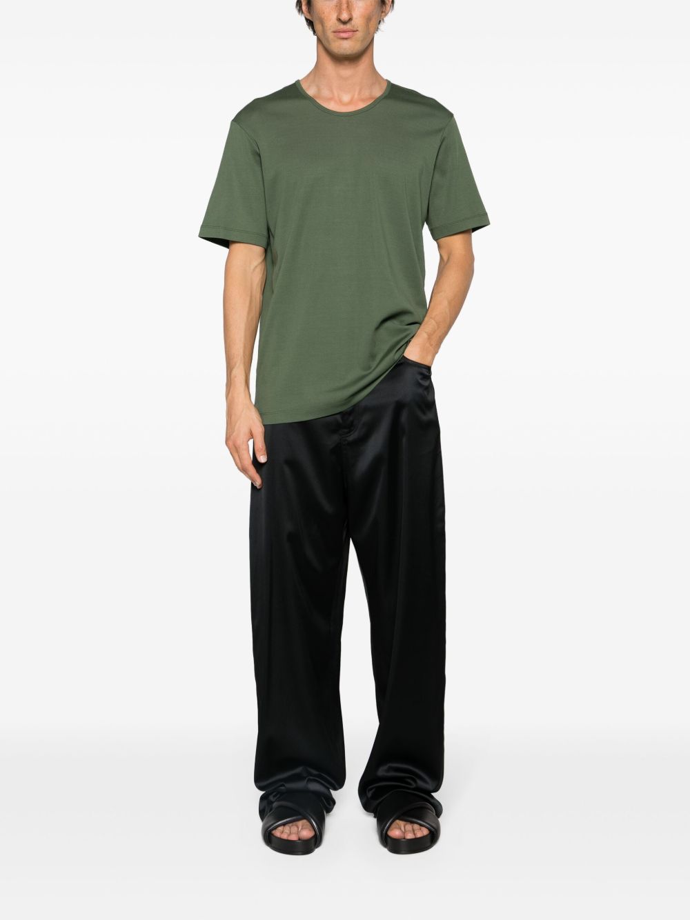 LEMAIRE Rib U Cotton T-shirt Green Maison-Kitsune Men T-Shirts