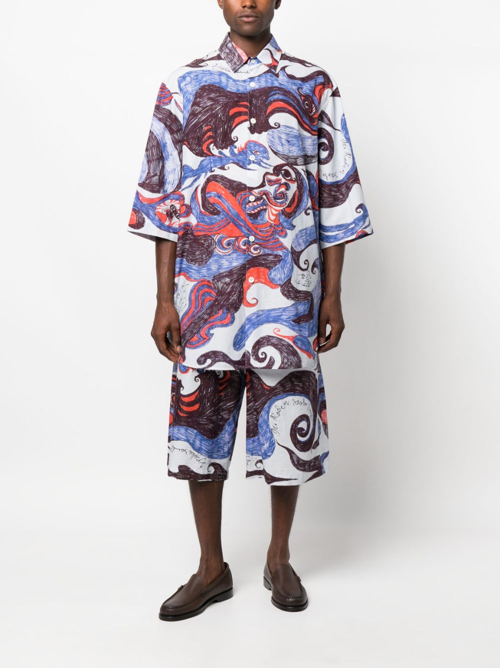 Men Shirts Maison-Kitsune LEMAIRE Angkasapura graphic-print Shirt Blue