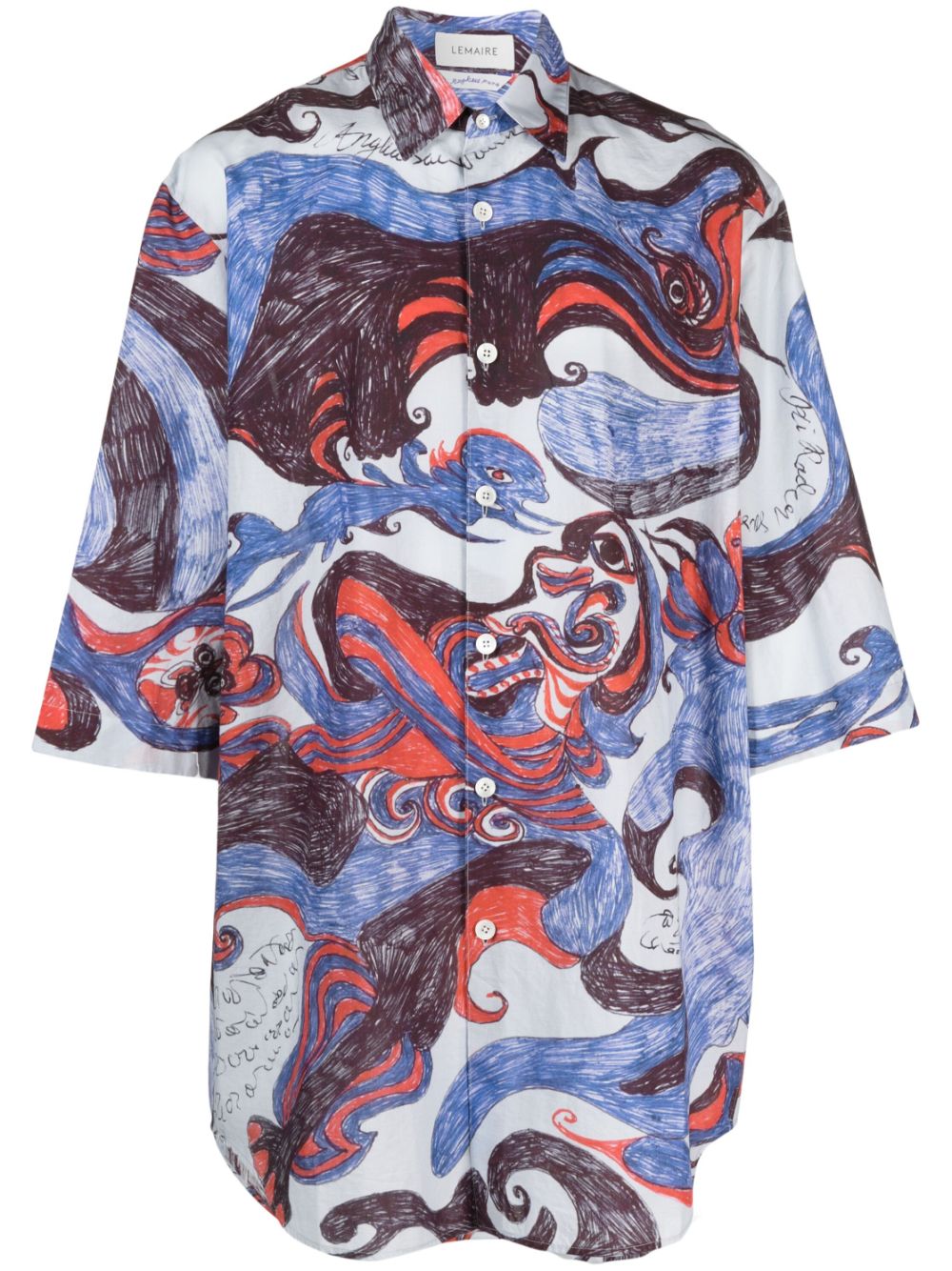Men Shirts Maison-Kitsune LEMAIRE Angkasapura graphic-print Shirt Blue