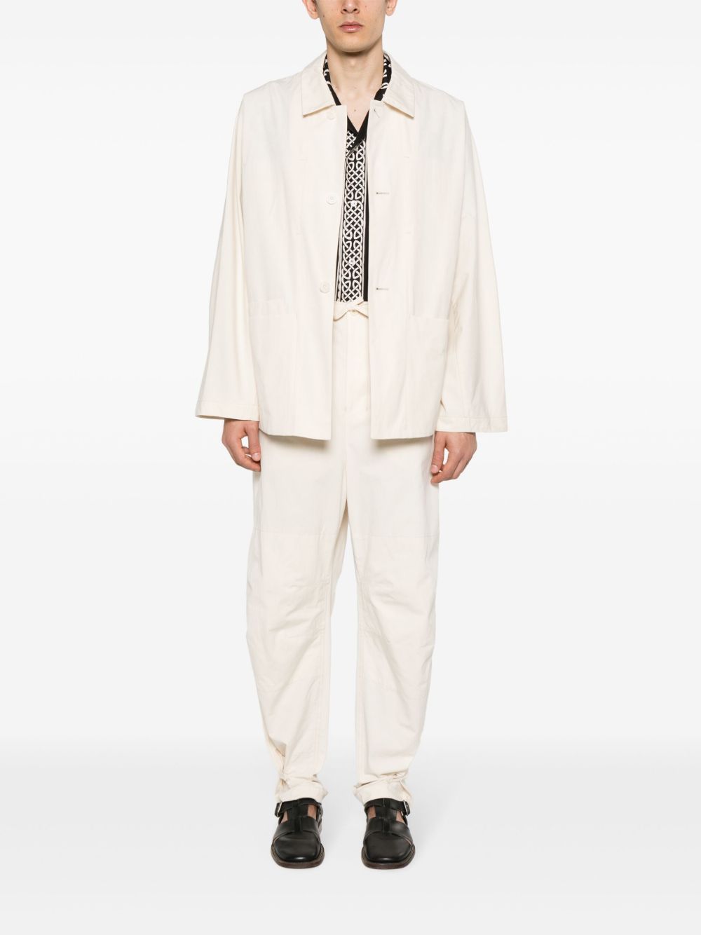 Maison-Kitsune Loose Fit Pants Men LEMAIRE drawstring-waist Loose Trousers Neutrals