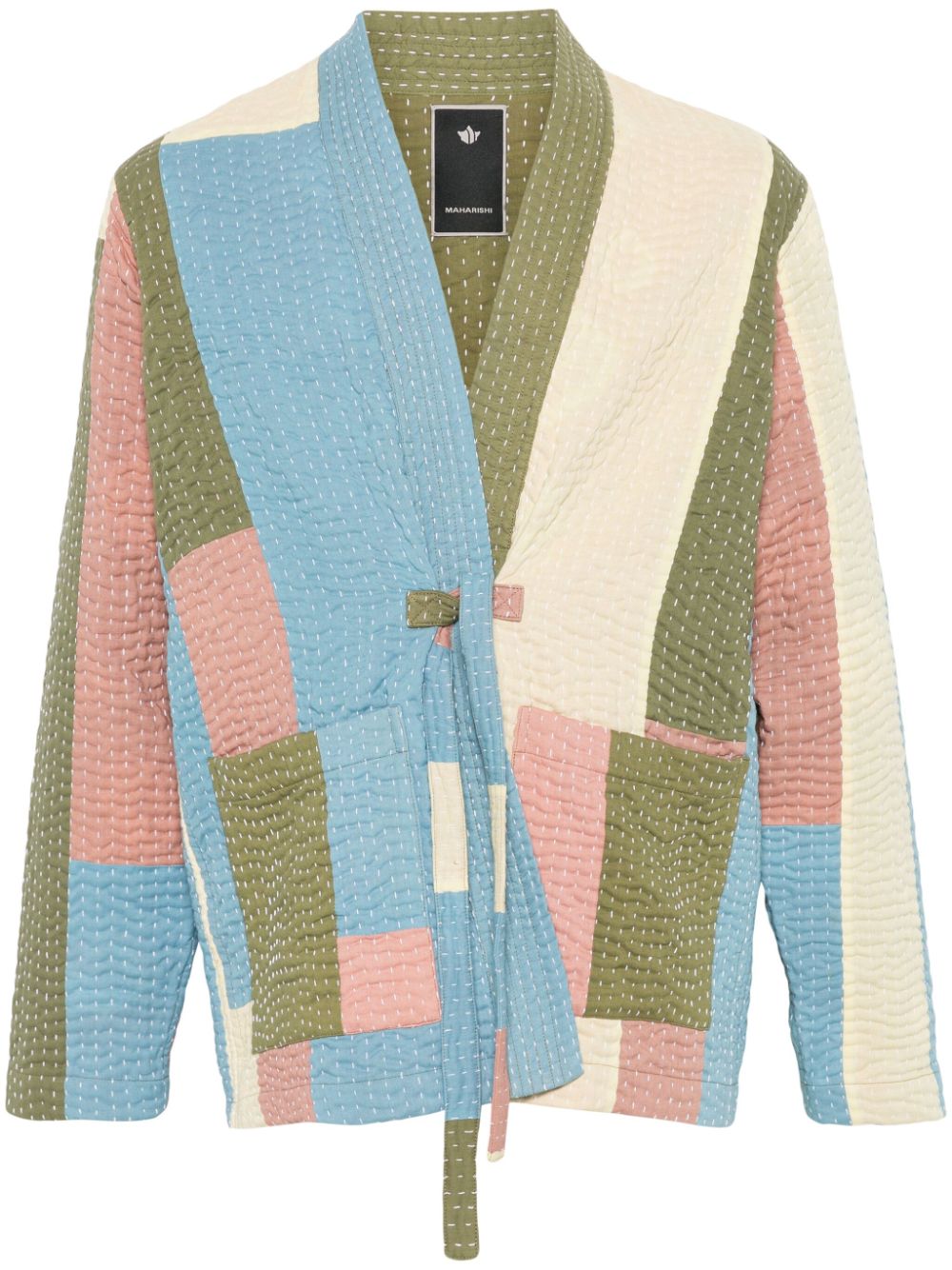 Maison-Kitsune Shirt Jackets Men Maharishi Patchwork Kimono Shirt Jacket Blue