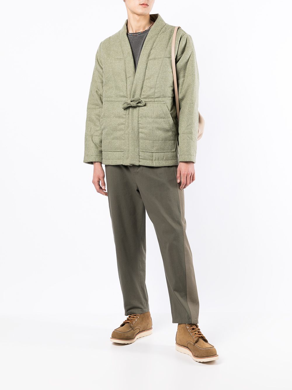 Maharishi Padded tie-waist Jacket Green Men Down Jackets Maison-Kitsune