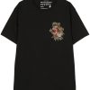 Maison-Kitsune T-Shirts Men Maharishi Tiger-embroidered Organic Cotton T-shirt Black
