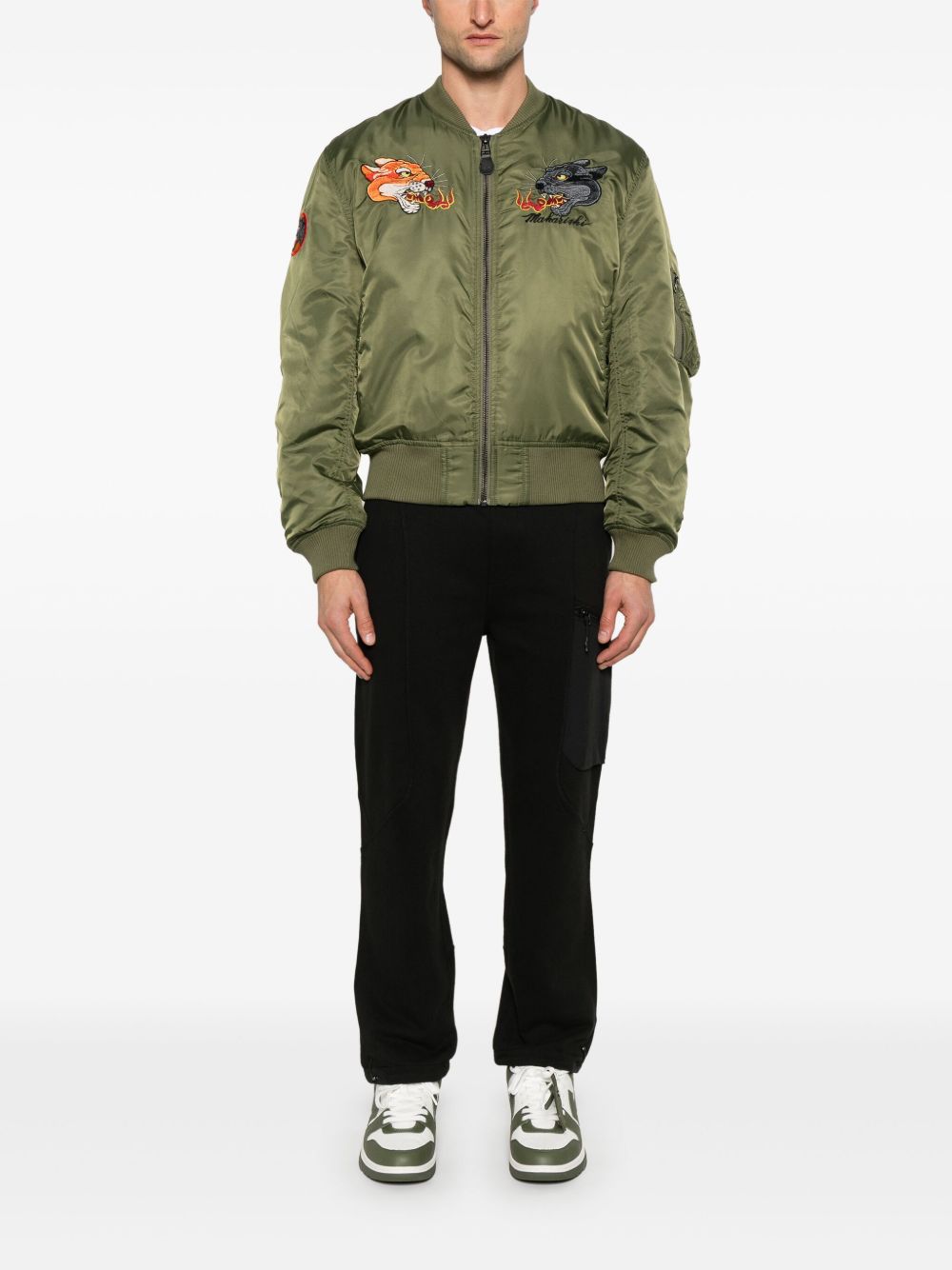 Maharishi 5345 Duality Panther MA1 Bomber Jacket Green Maison-Kitsune Men Bomber Jackets