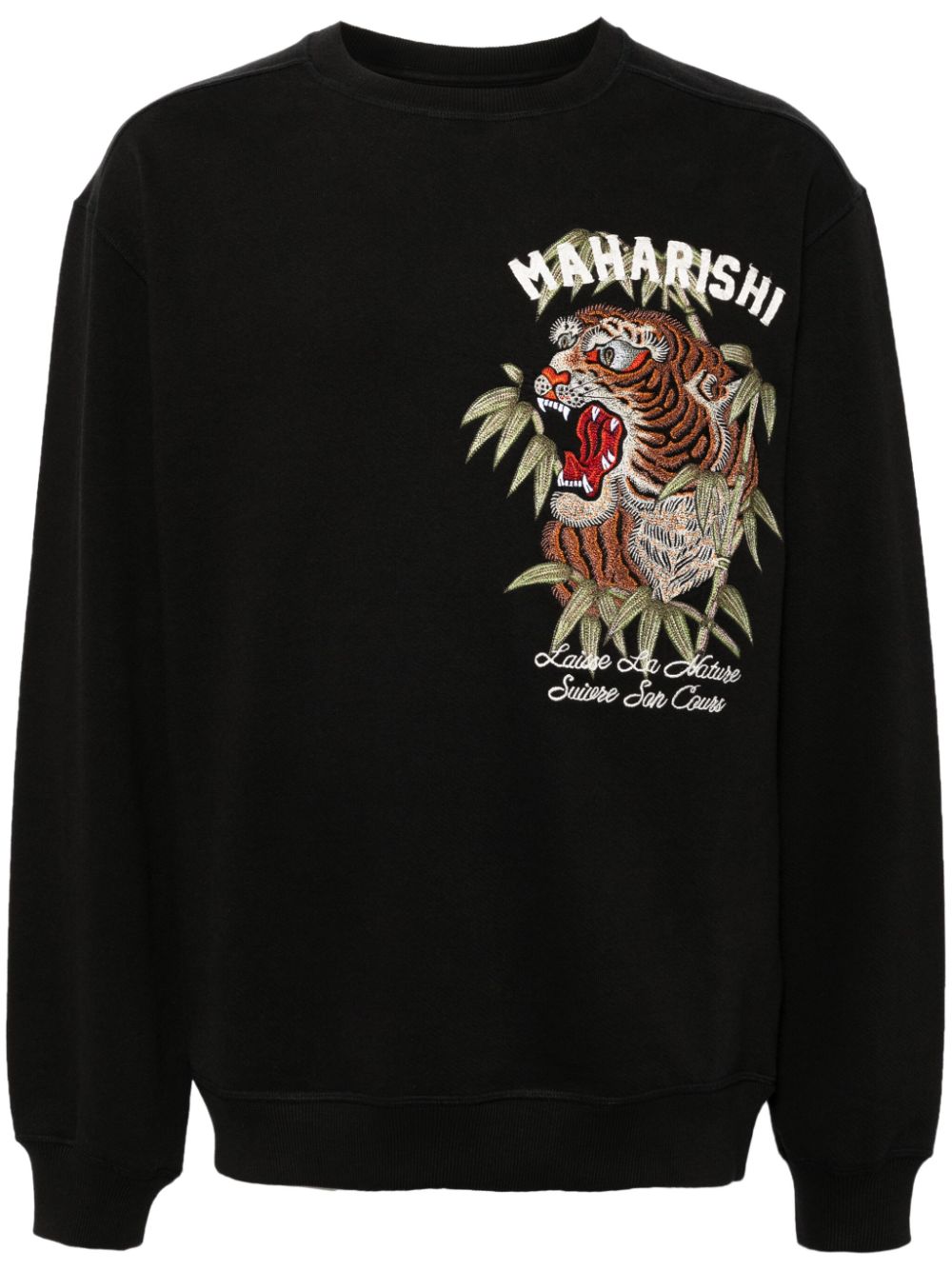 Maison-Kitsune Maharishi logo-print Cotton Sweatshirt Black Men Sweatshirts