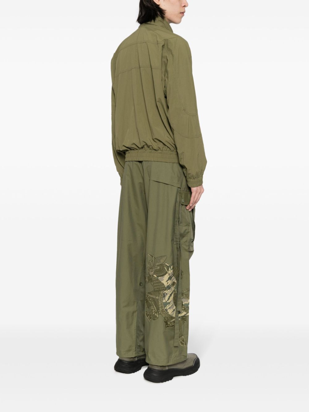 Maharishi Blaze Samurai-embroidered Cargo Trousers Green Men Wide Leg Pants Maison-Kitsune