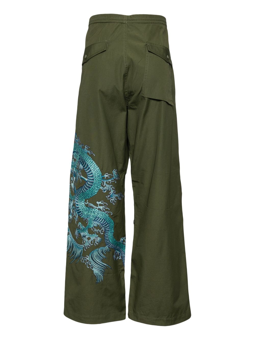 Men Loose Fit Pants Maison-Kitsune Maharishi Water Dragon Loose Trousers Green