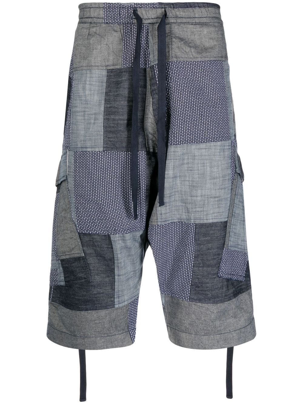Maharishi Patchwork Cropped Shorts Blue Men Cropped Pants Maison-Kitsune