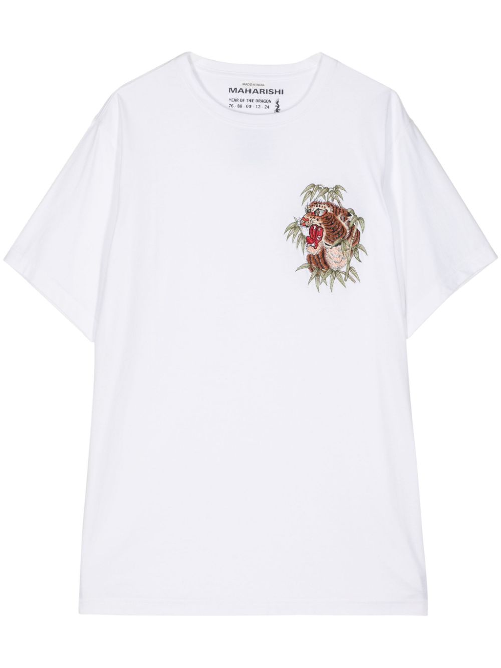 Men T-Shirts Maison-Kitsune Maharishi Tiger-embroidered Cotton T-shirt White