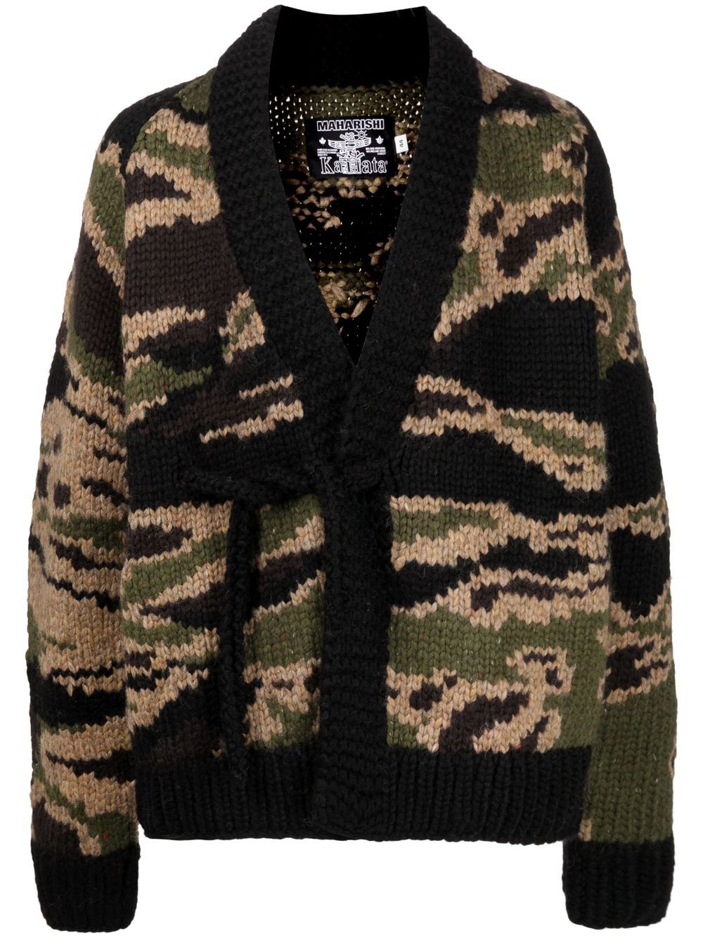 Maharishi V-neck camouflage-pattern Cardigan Black Men Cardigans Maison-Kitsune