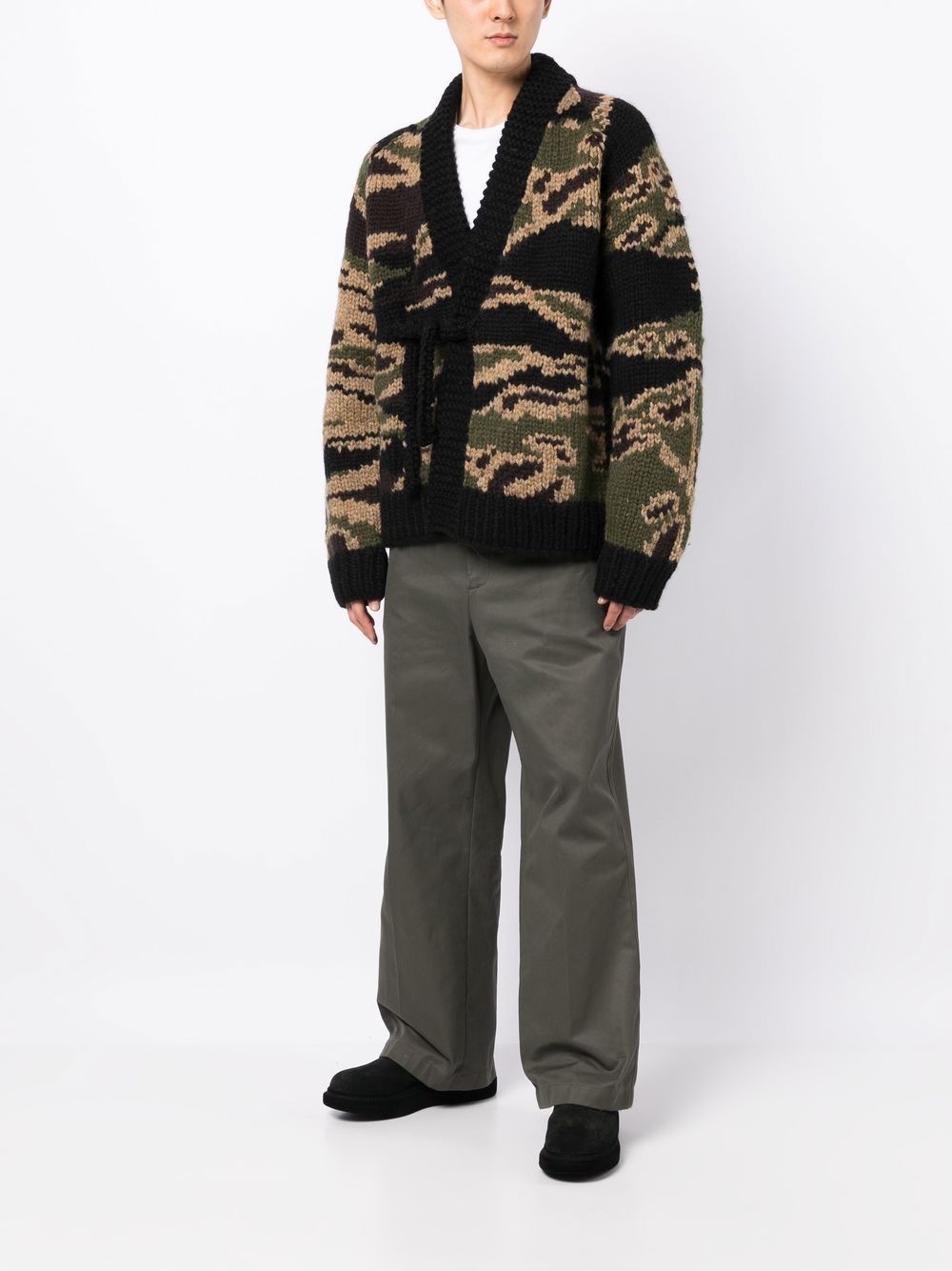 Maharishi V-neck camouflage-pattern Cardigan Black Men Cardigans Maison-Kitsune