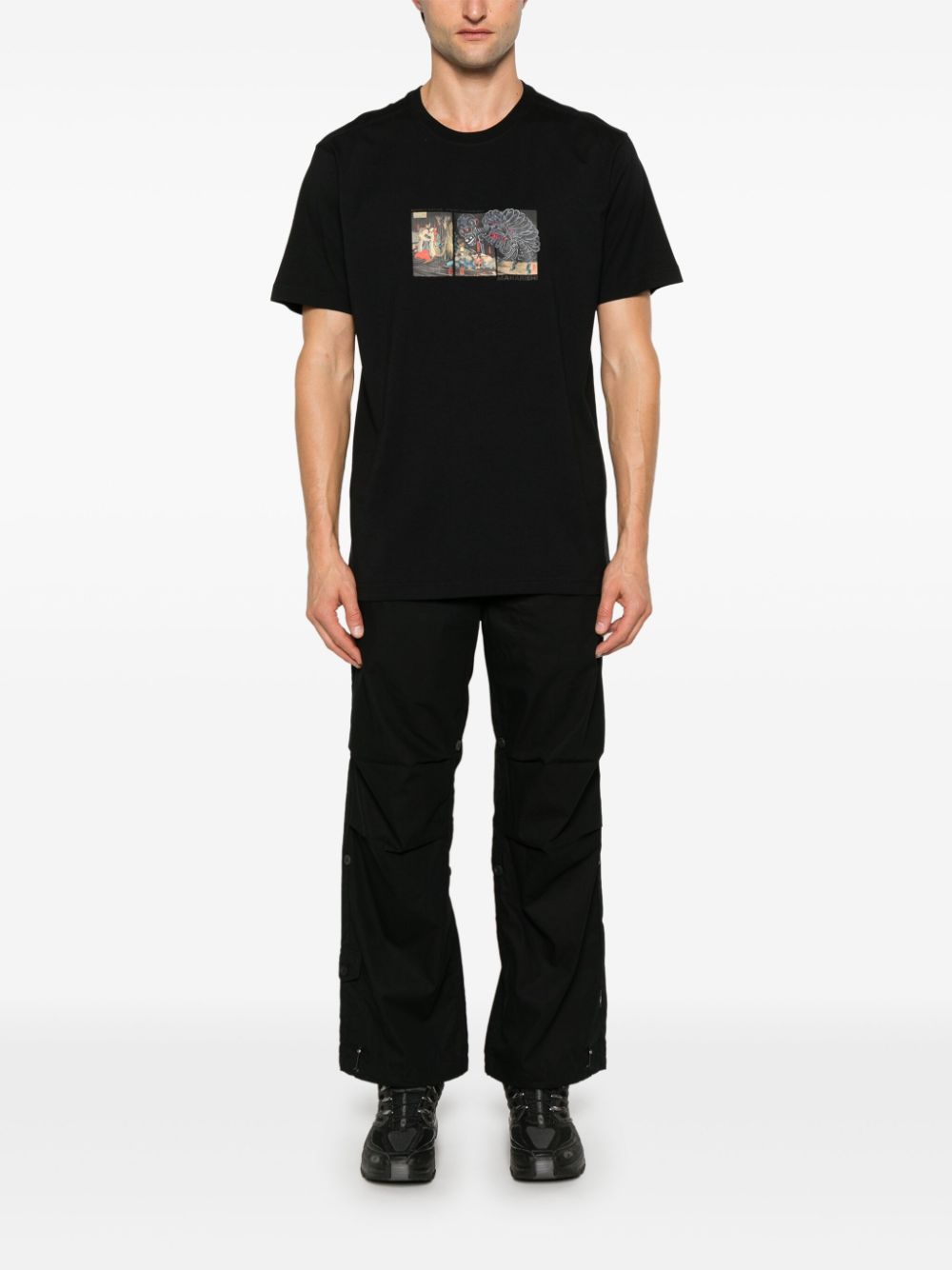 Maison-Kitsune T-Shirts Men Maharishi 1395 Cyber Skeleton T-shirt Black