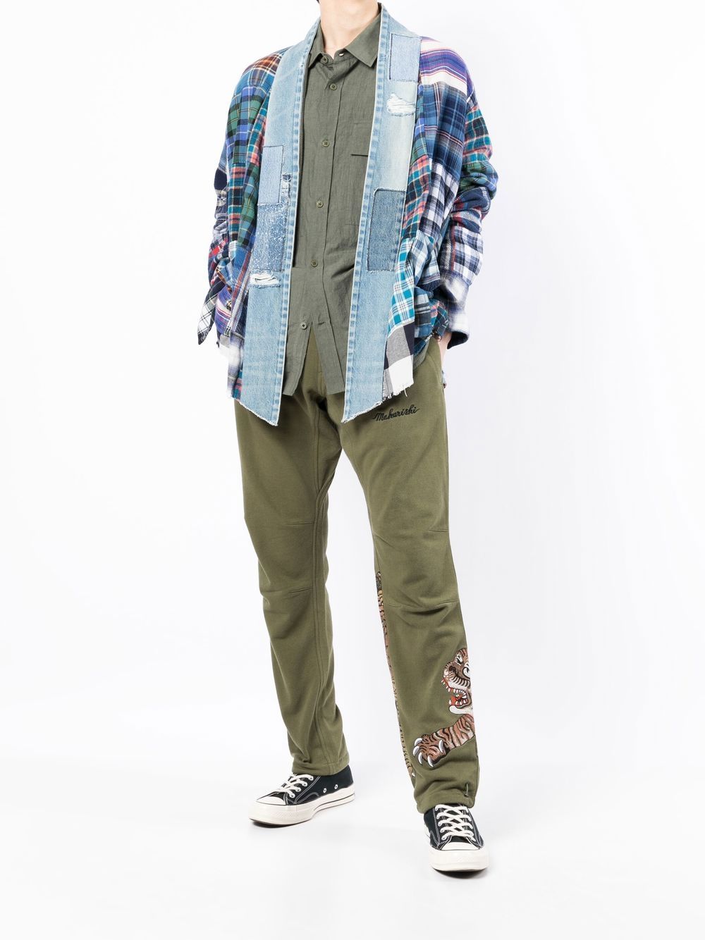 Maharishi tiger-motif Track Pants Green Men Sweatpants Maison-Kitsune