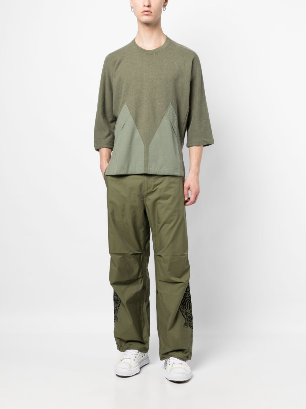 Maison-Kitsune Maharishi crew-neck Knitted T-shirt Green Men Knitted Sweaters