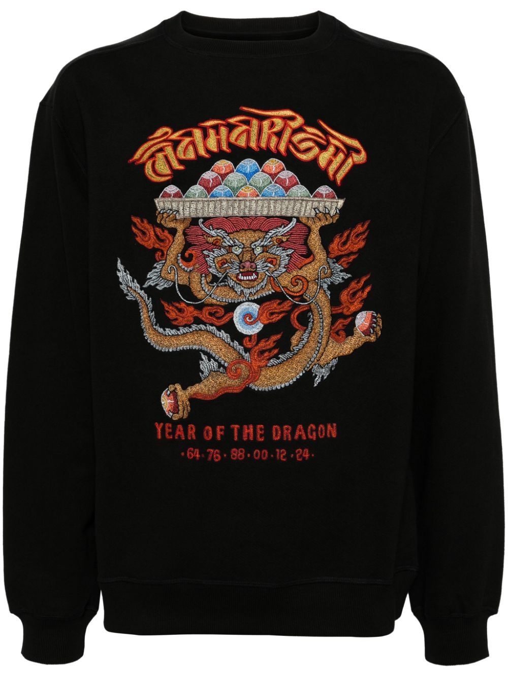 Maison-Kitsune Sweatshirts Men Maharishi Abundance Dragon Organic Cotton Sweatshirt Black