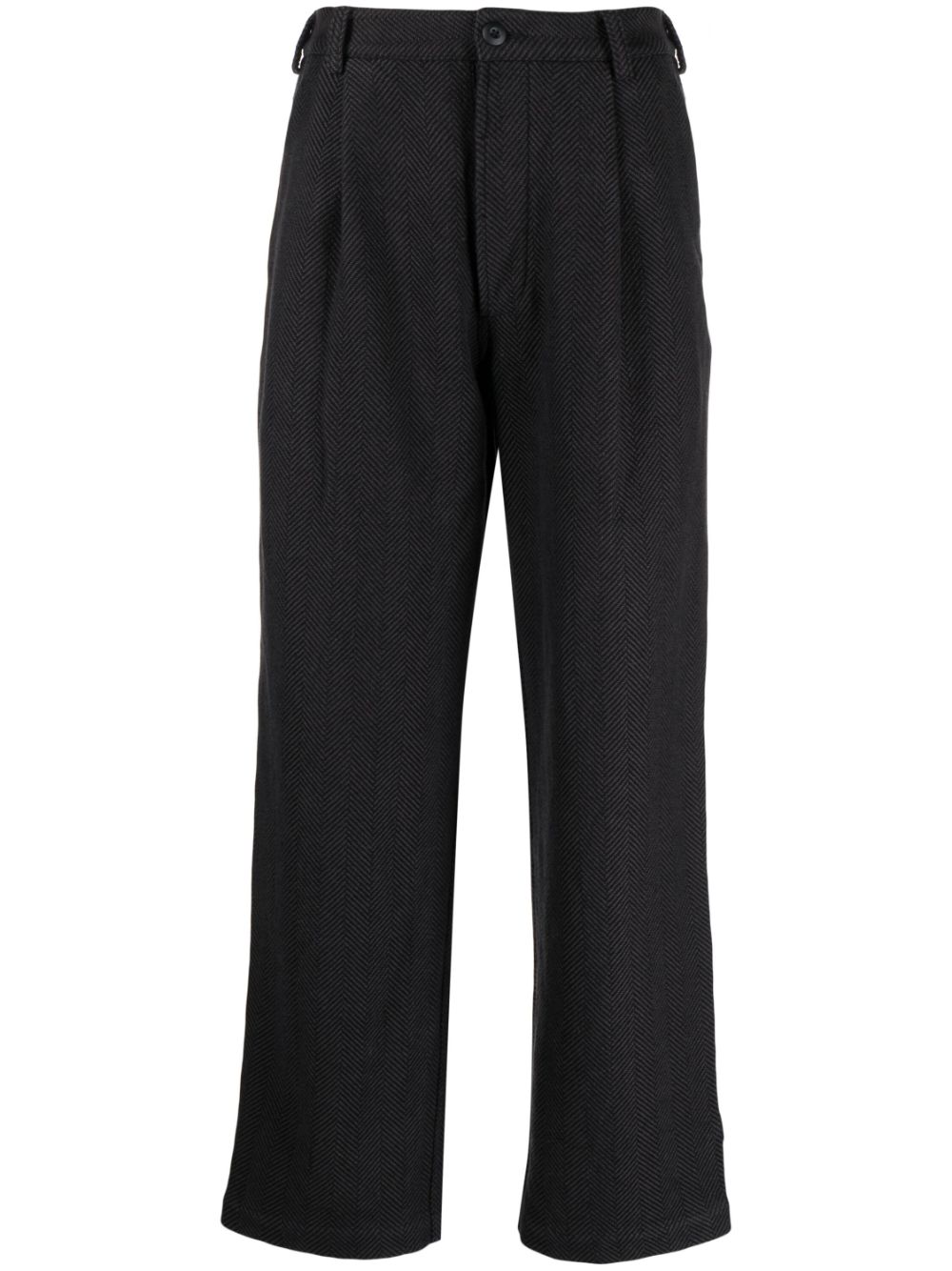 Maison-Kitsune Maharishi Loose Deck Textured Trousers Black Men Loose Fit Pants