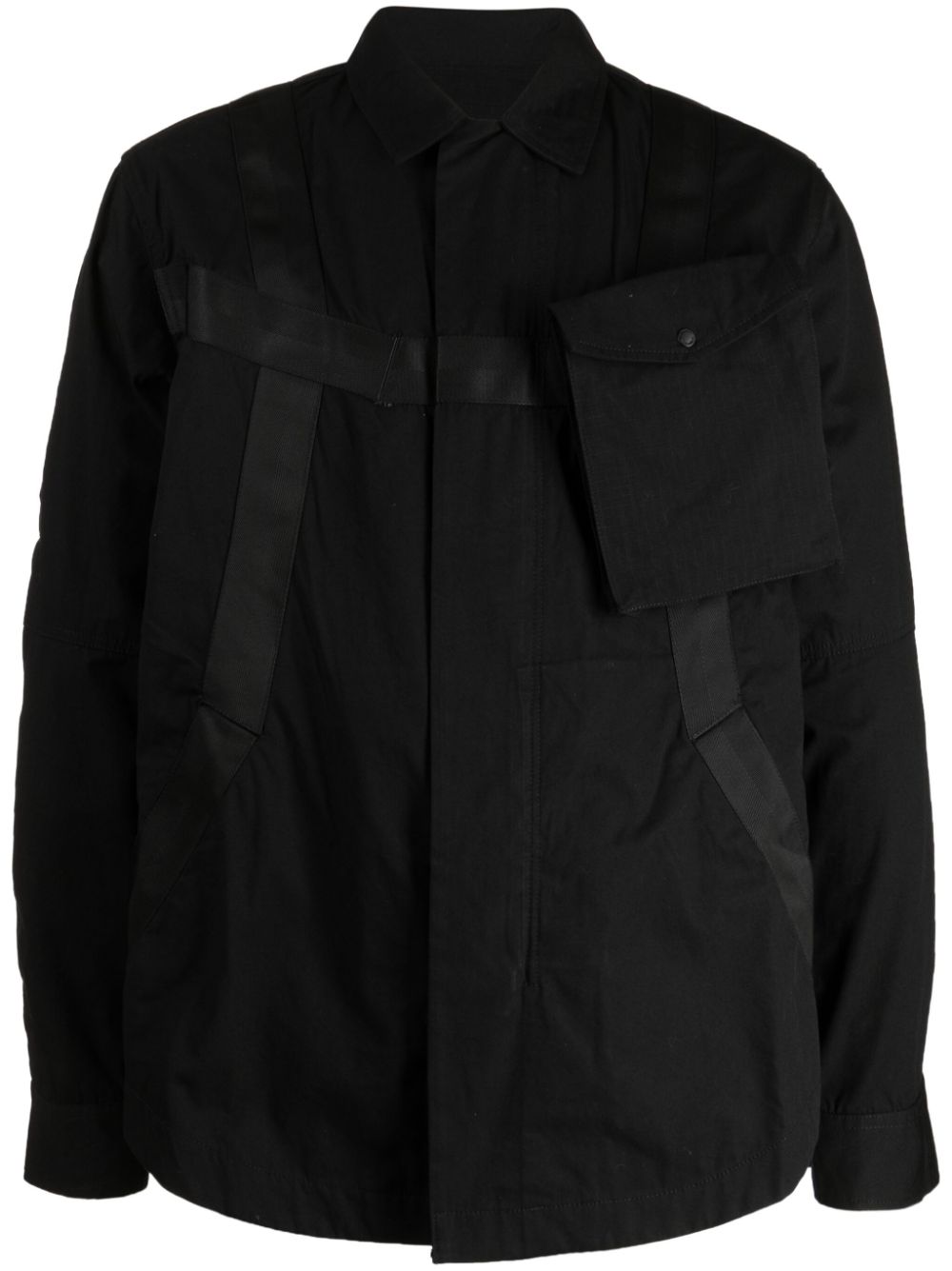Men Shirt Jackets Maison-Kitsune Maharishi tape-detail Shirt Jacket Black