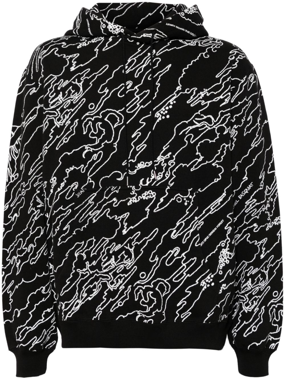 Maison-Kitsune Maharishi graphic-print Cotton Hoodie Black Men Hoodies
