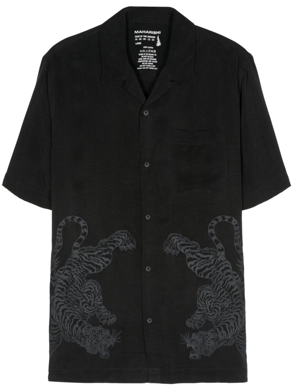 Maison-Kitsune Shirts Men Maharishi Take Tora Summer Shirt Black
