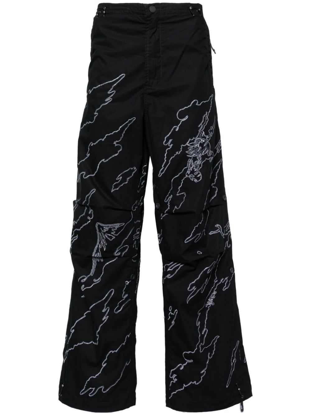 Maharishi Maha Basquiat Trousers Black Maison-Kitsune Men Loose Fit Pants