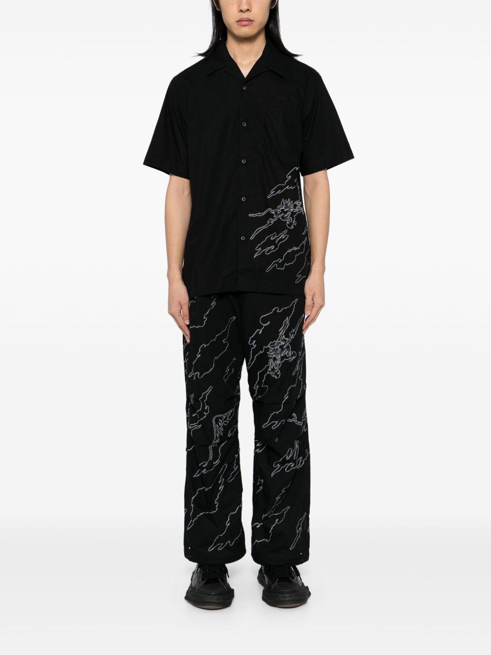 Maharishi Maha Basquiat Trousers Black Maison-Kitsune Men Loose Fit Pants