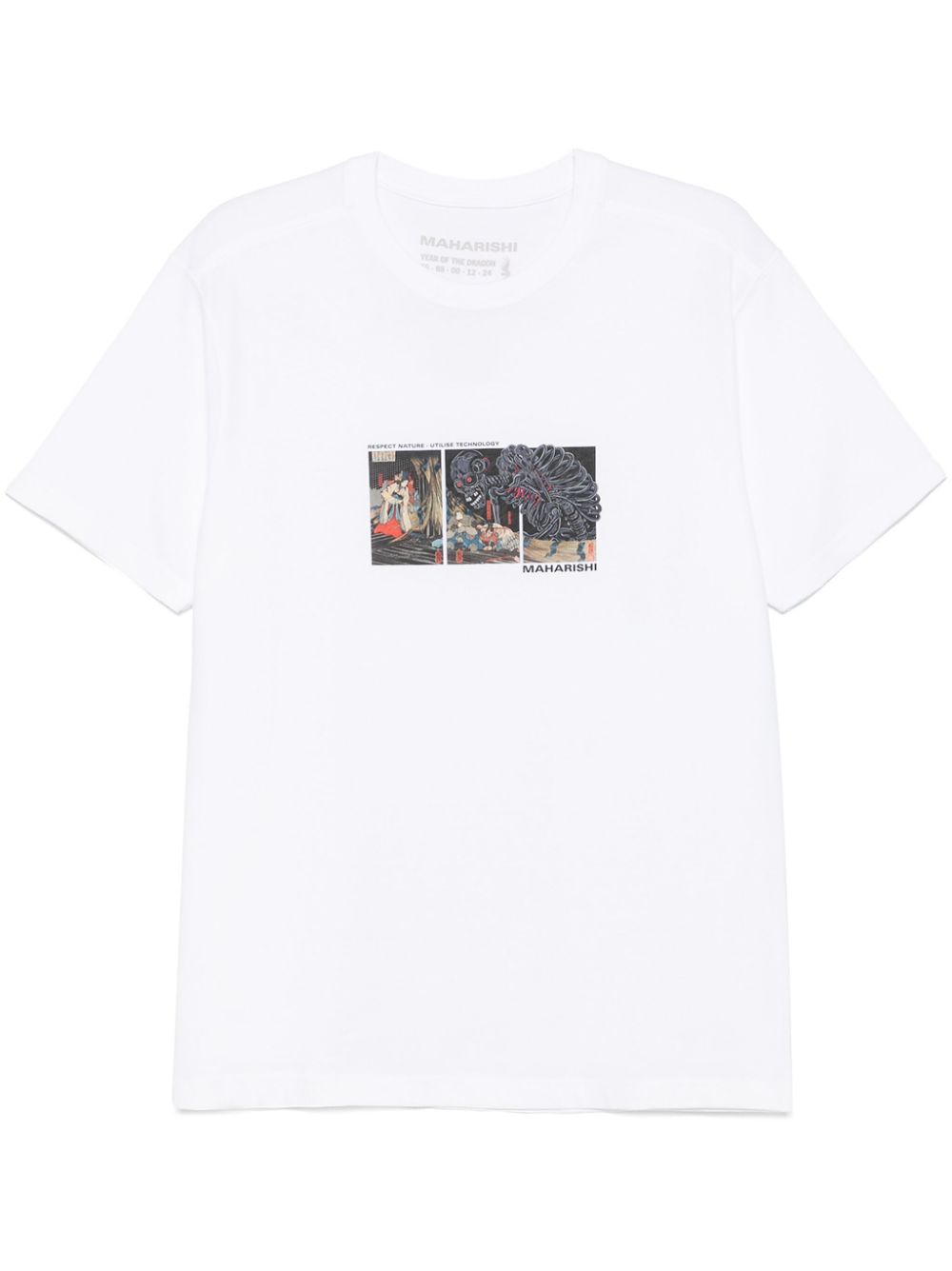 Maison-Kitsune Maharishi 1395 Cyber Skeleton T-shirt White Men T-Shirts