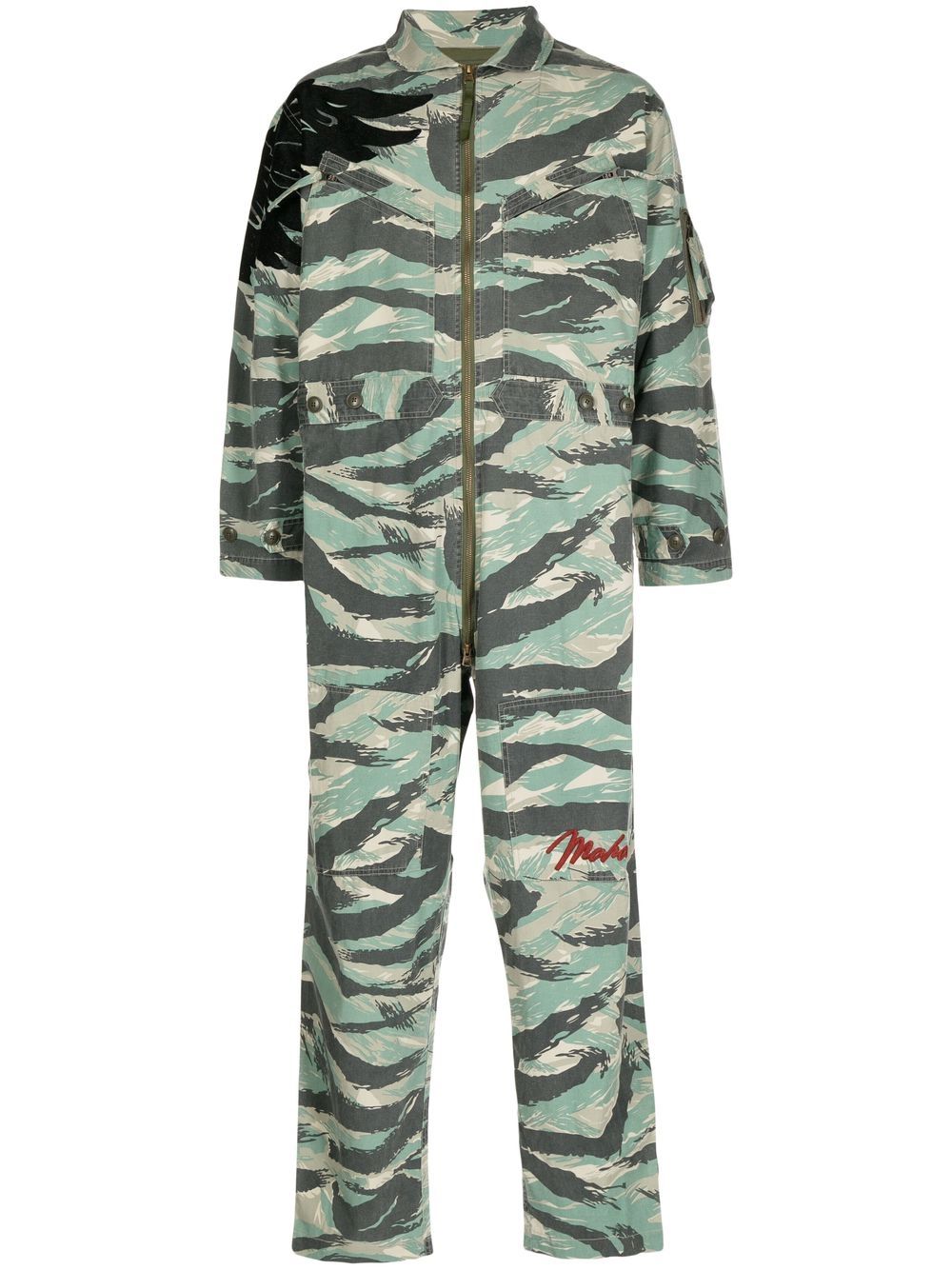 Maharishi camouflage-print zip-up Jumpsuit Green Maison-Kitsune Men Jumpsuits