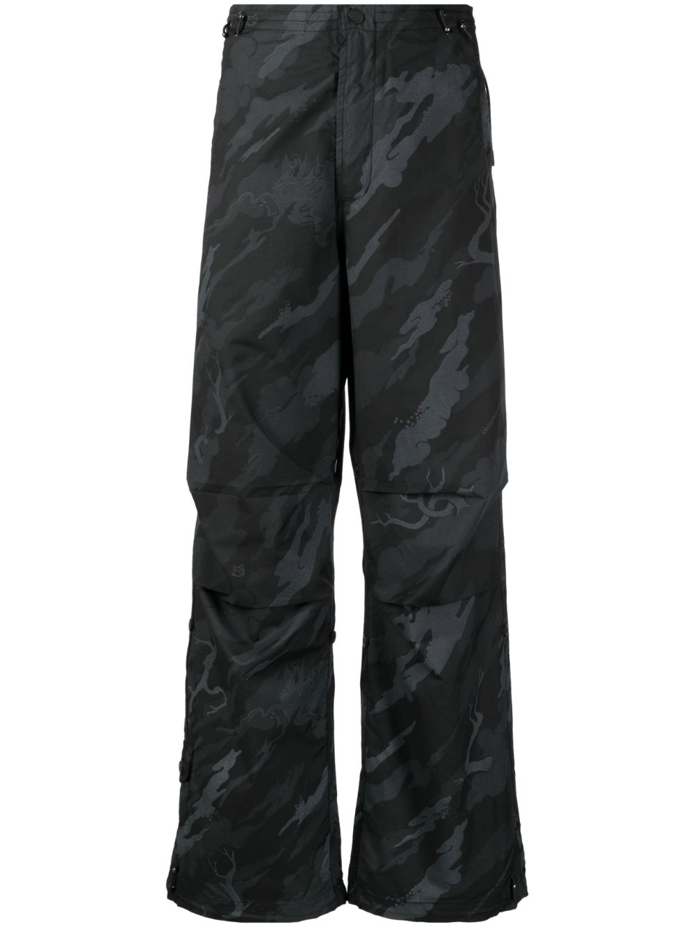Maharishi Bonsai Forest-print Trousers Blue Maison-Kitsune Men Loose Fit Pants