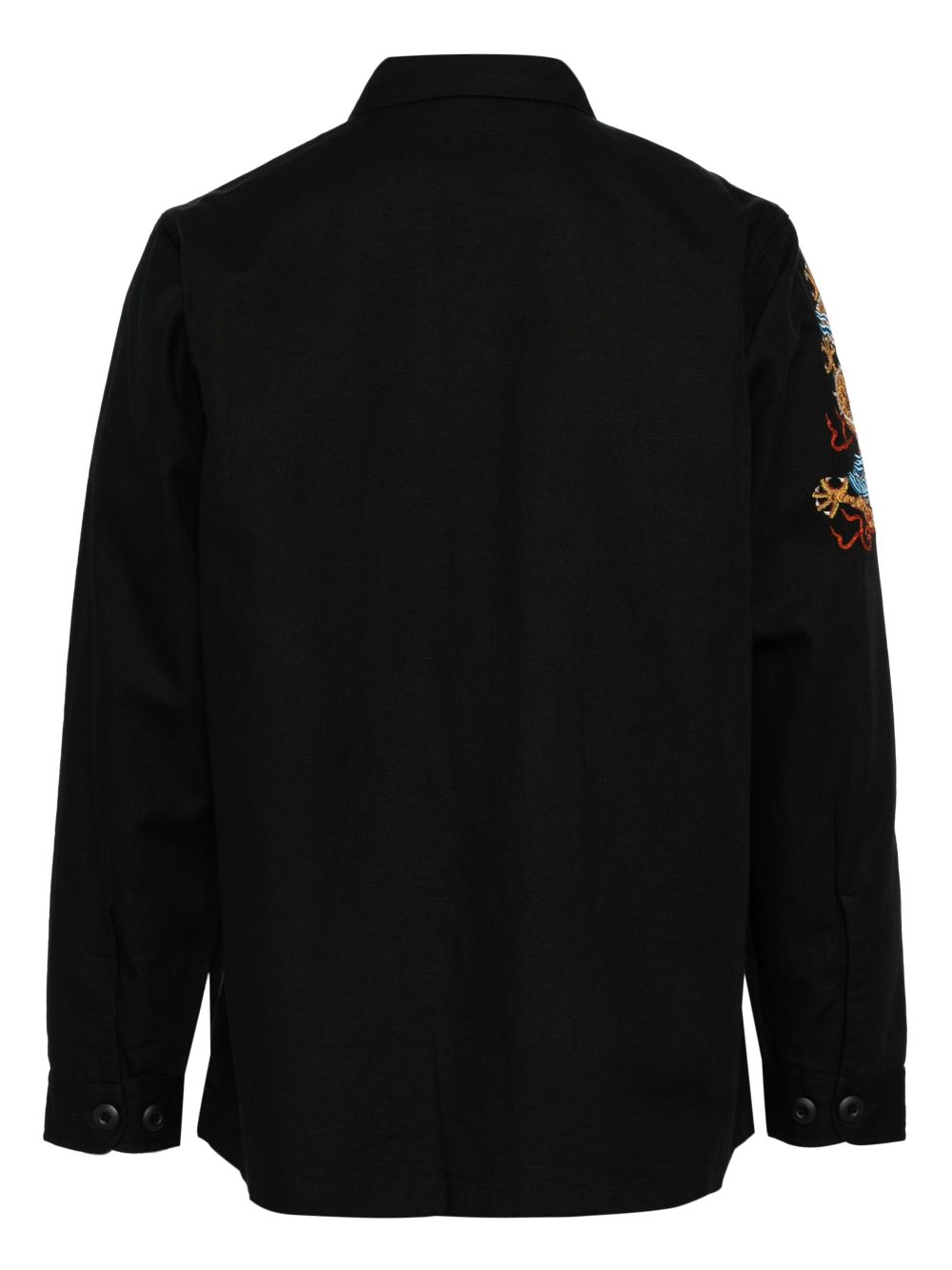 Maison-Kitsune Shirts Men Maharishi Lunar Dragon Embroidered Shirt Black