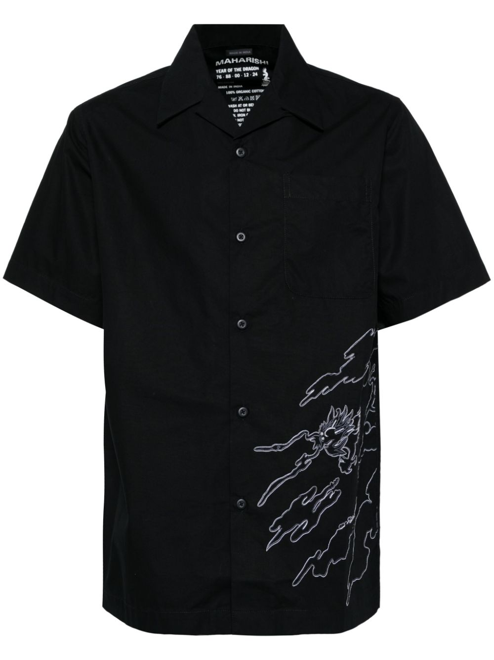 Maison-Kitsune Shirts Men Maharishi Cloud Dragon Shirt Black