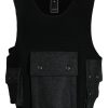 Maison-Kitsune Knitted Sweaters Men Maharishi scoop-neck Merino Wool Vest Black