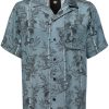 Maharishi Dragon Bamboo Shirt Blue Maison-Kitsune Men Shirts