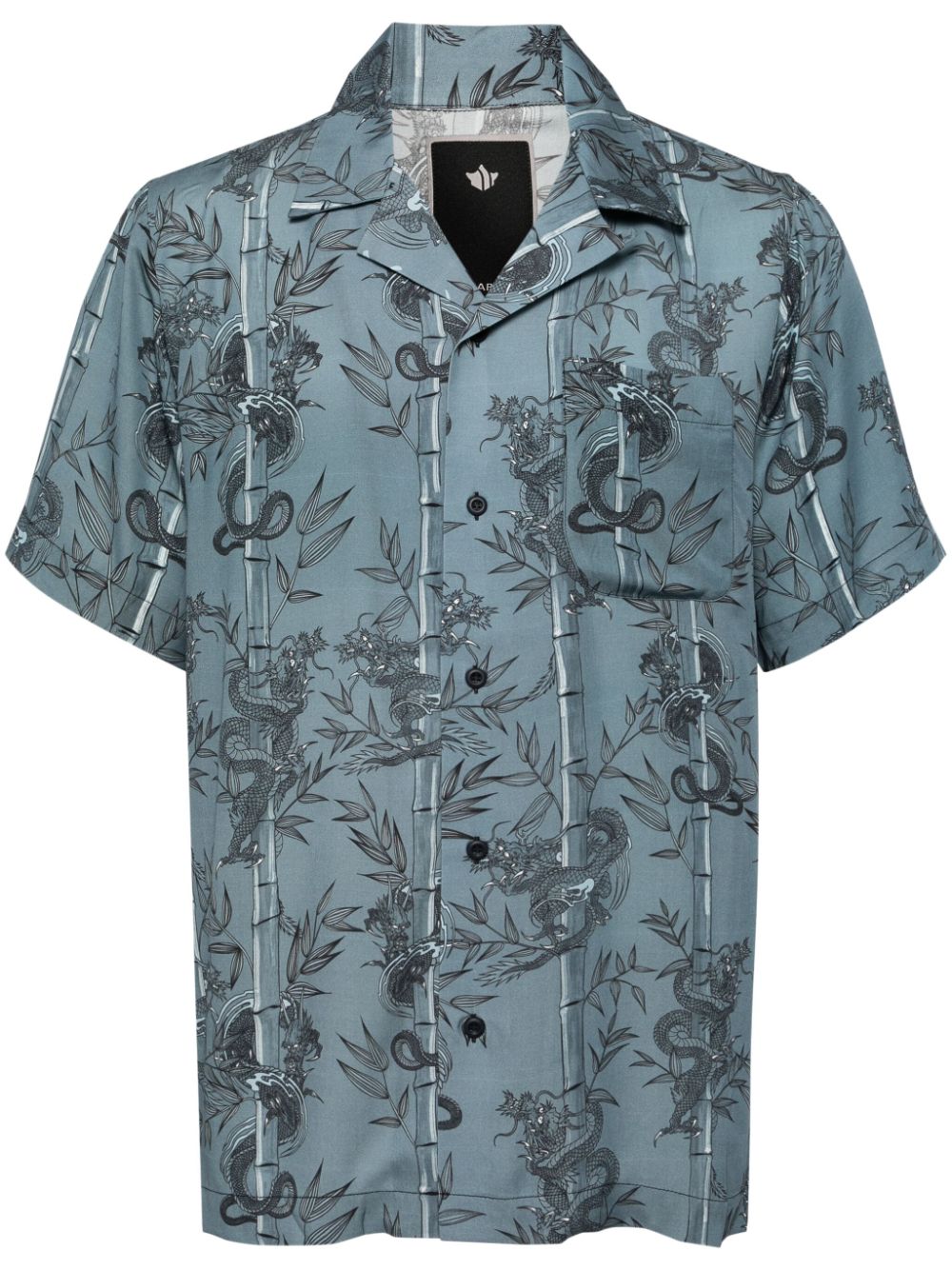 Maharishi Dragon Bamboo Shirt Blue Maison-Kitsune Men Shirts