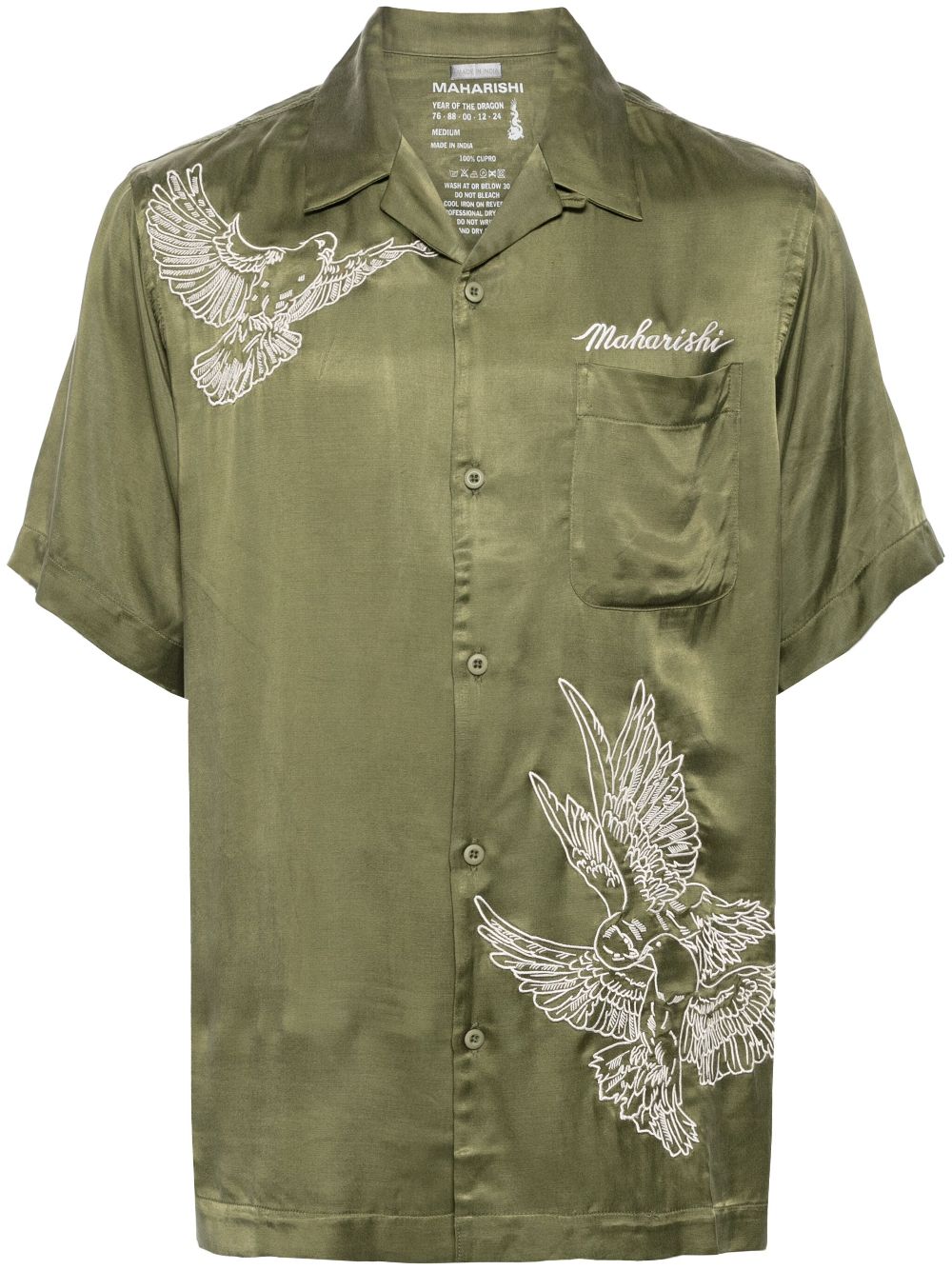 Maharishi Peace Dove Embroidered Shirt Green Men Shirts Maison-Kitsune