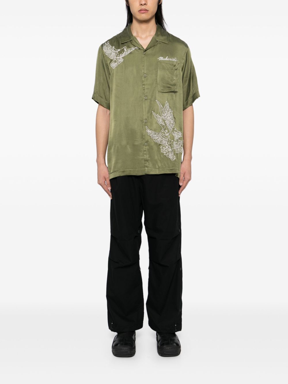 Maharishi Peace Dove Embroidered Shirt Green Men Shirts Maison-Kitsune